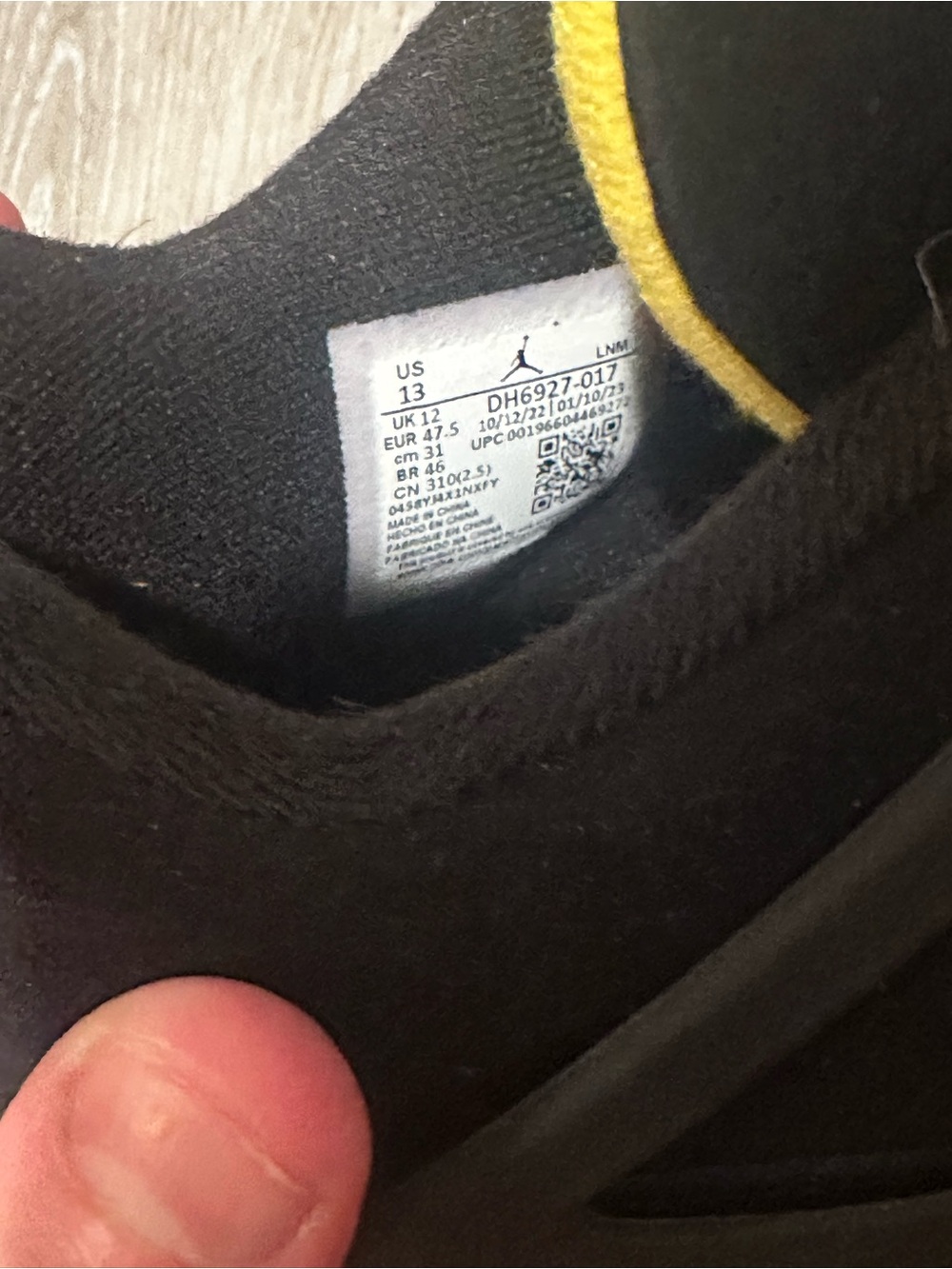 Jordan Men’s Black and Yellow Retro Sneakers - Picture 7 of 7